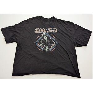 Billy Joel Graphic T-Shirt Mens 3XLT Black Good Raw Hem Motorcycle Rock Tee